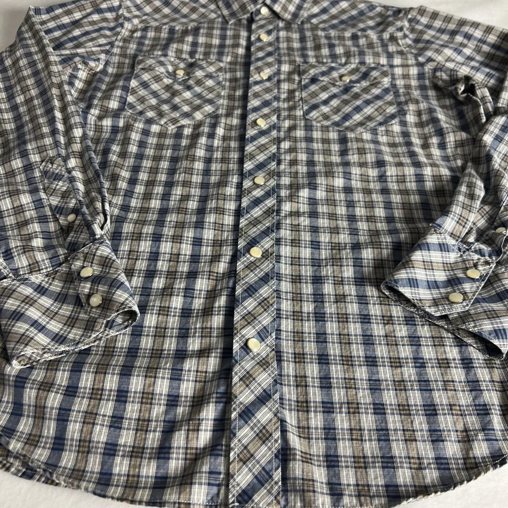 Banana Republic Men's Shirt Size Medium Slim Fit 2 Pockets Snaps Cotton Plaid C5
